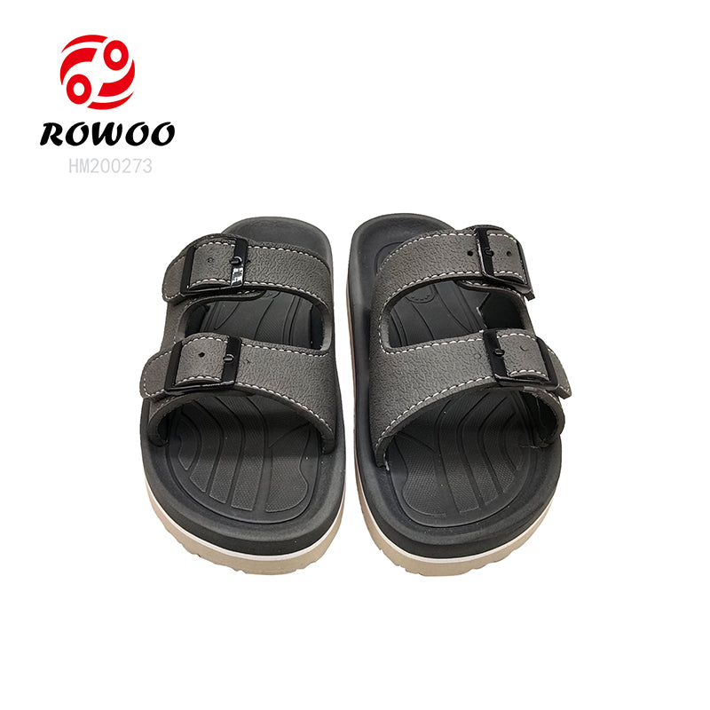Men's Double Buckle Adjustable Slide Sandals