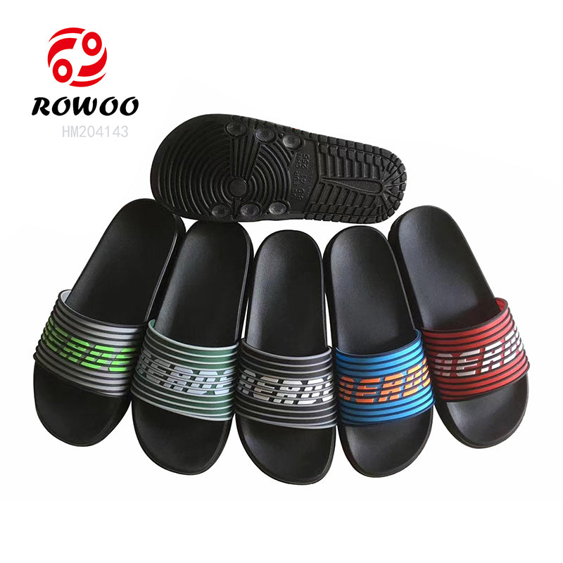 Multi-Color Striped Letter Print Slide Sandals