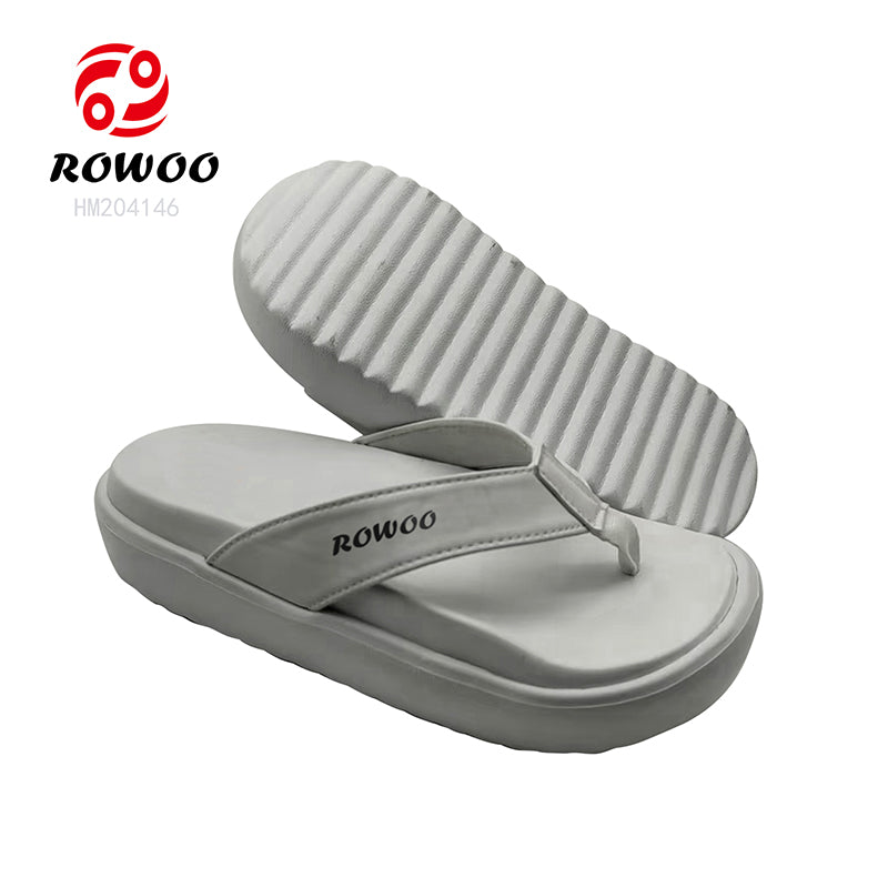 Platform Flip Flops with Embossed Sole for Women