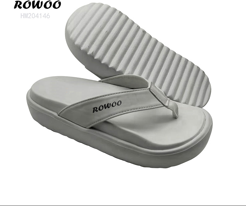 Platform Flip Flops with Embossed Sole for Women