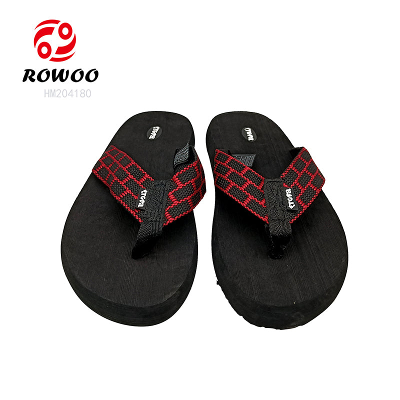 Men's Red Check Flip Flops