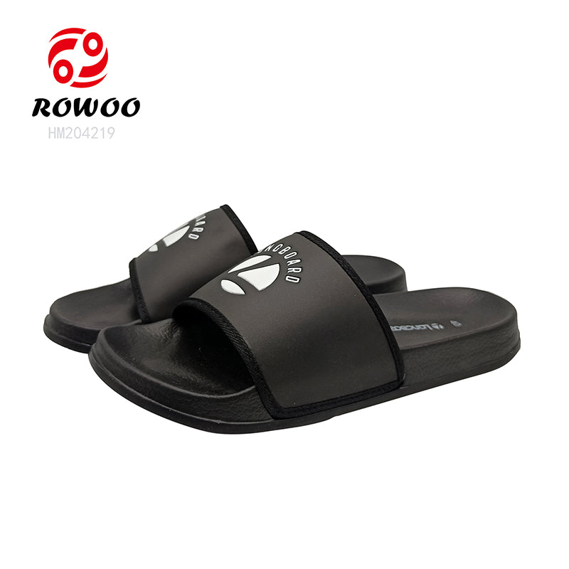 Black Logo Print Men's Slides