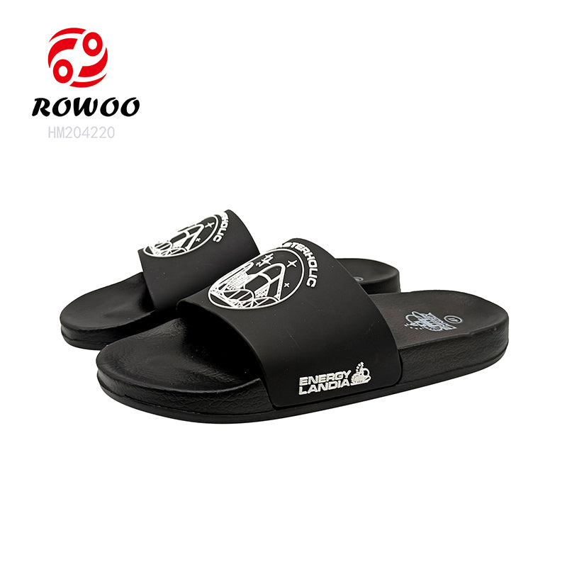 Black Graphic Print Men's Slides