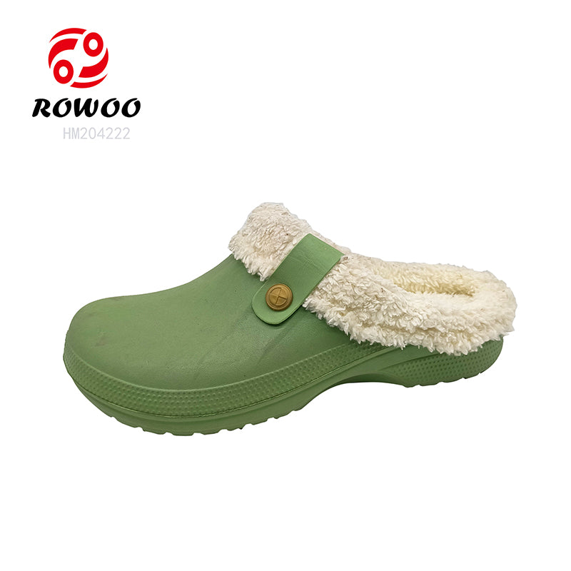 Green Fleece Lined Winter Clogs