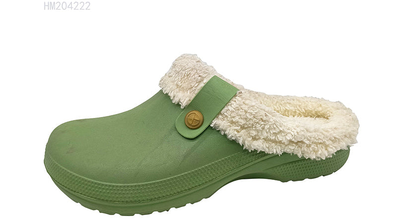 Green Fleece Lined Winter Clogs