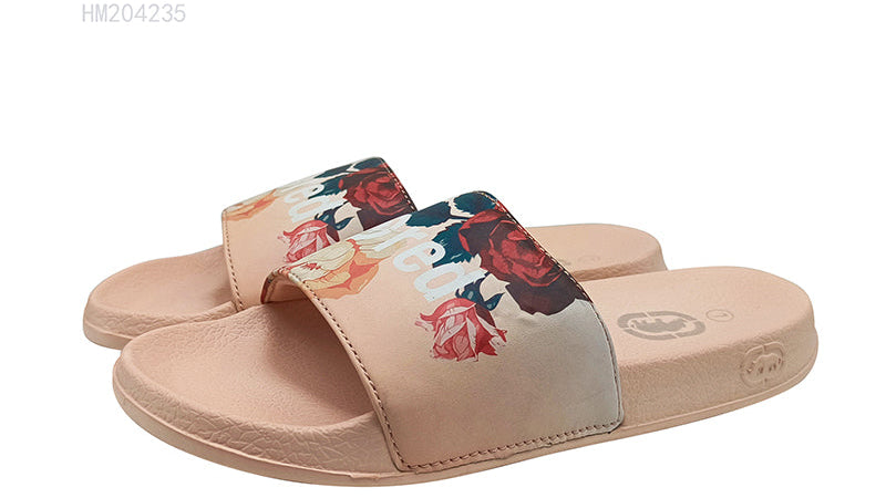 Rose Print Pink Women's Slides