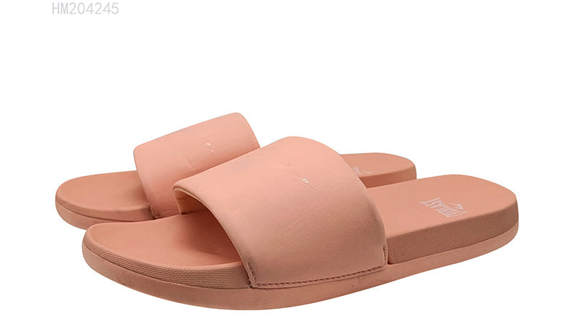 HUMMOO Women's Pink Solid Slide Sandals