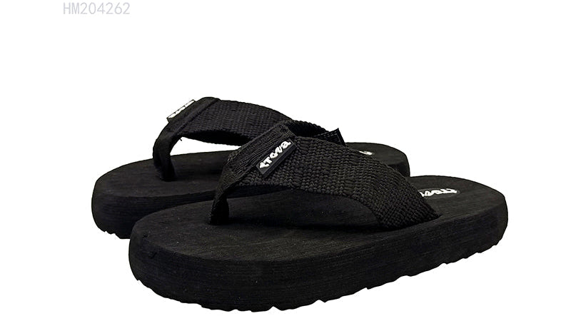 HUMMOO Men's All Black Woven Flip Flops