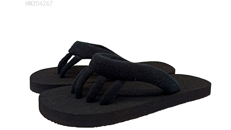 Black Terry Cloth Flip Flops