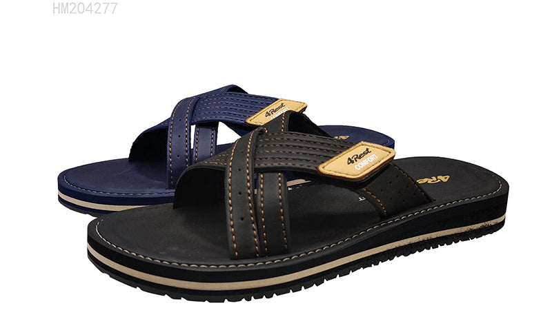 Cross Strap Leather Slide Sandals
