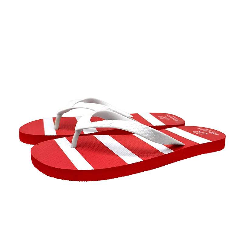 Red Striped Flip Flops