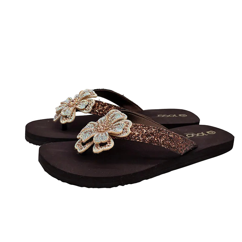 Rhinestone Flower Flip Flops