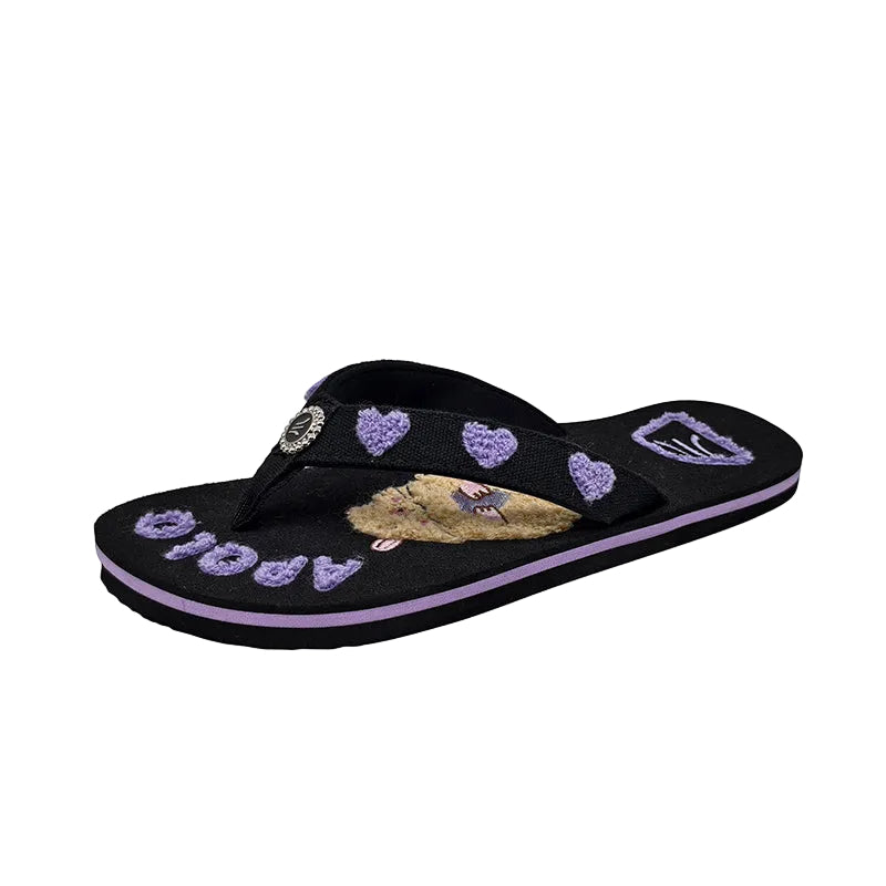 Purple Heart Flock Flip Flops