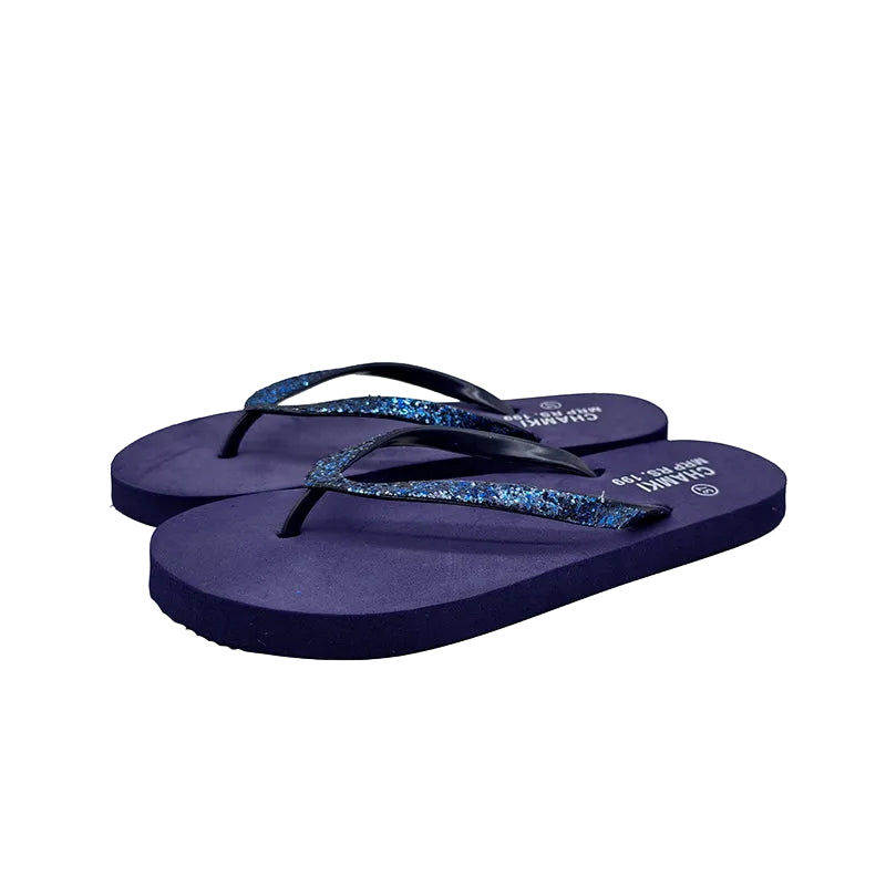 Blue Glitter Flip Flops