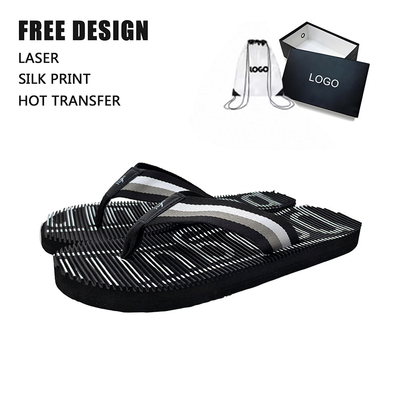 Multi-stripe Rib Massage Flip Flops