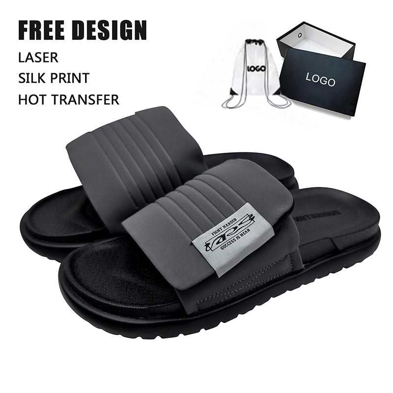 Grey Striped Casual Slipper