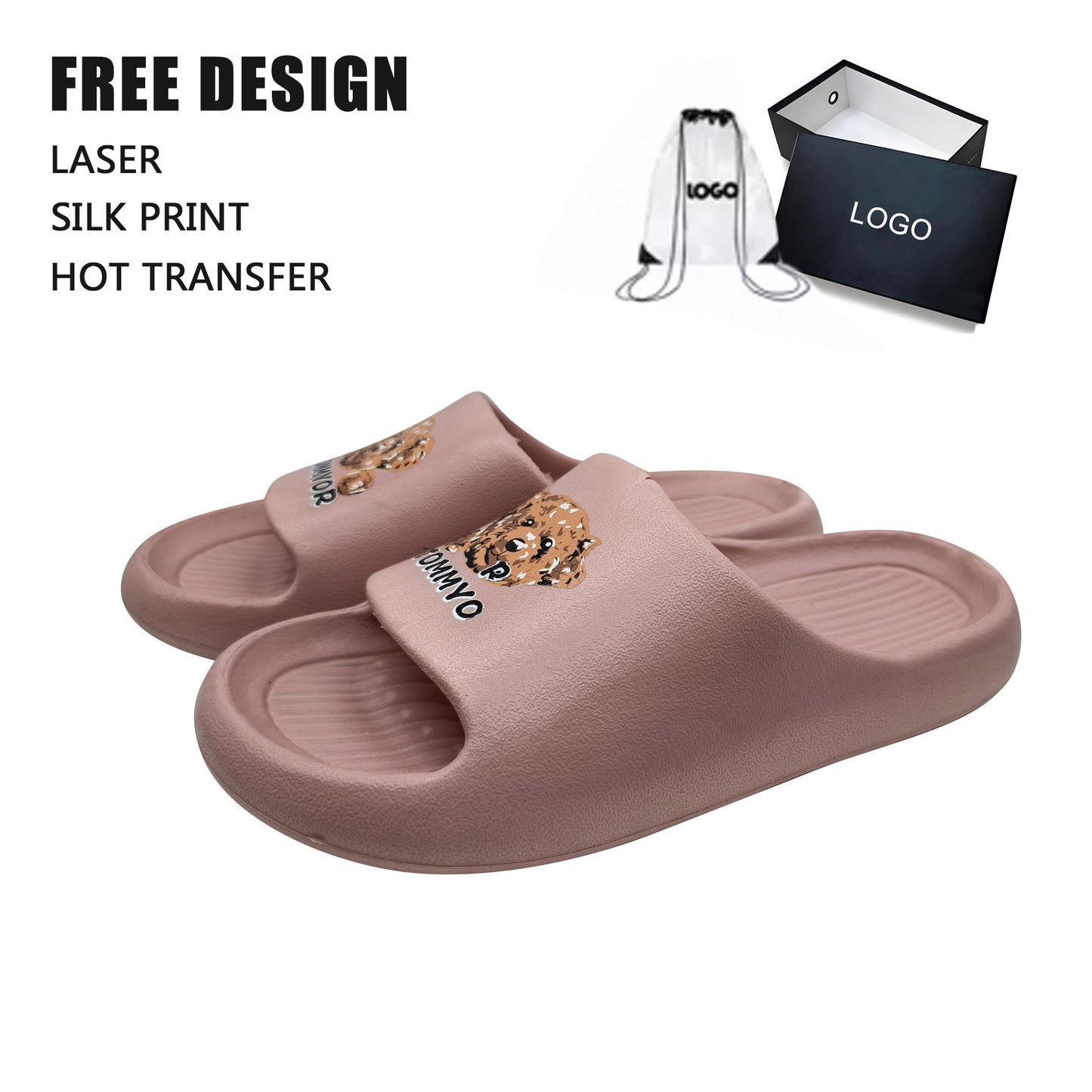 Bear Print Pink EVA Slide