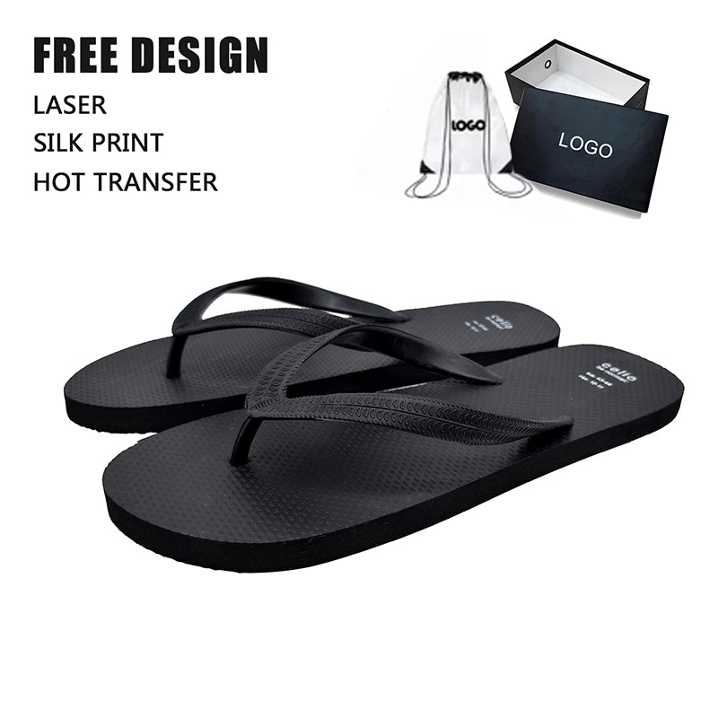 Solid Black Dot Texture Flip Flop
