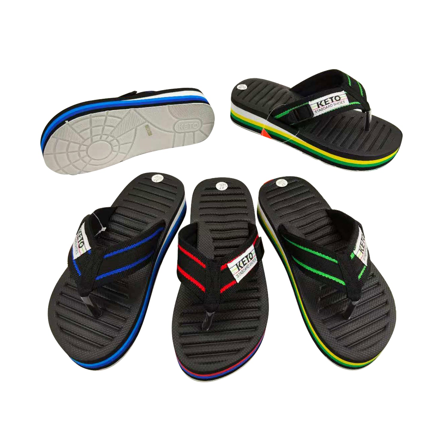 Color Layer Sole Striped Fabric Men Flip Flops