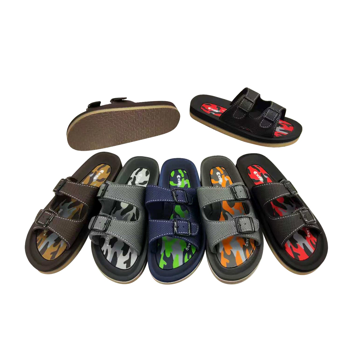 Double Buckle Camo Insole Men EVA Slides