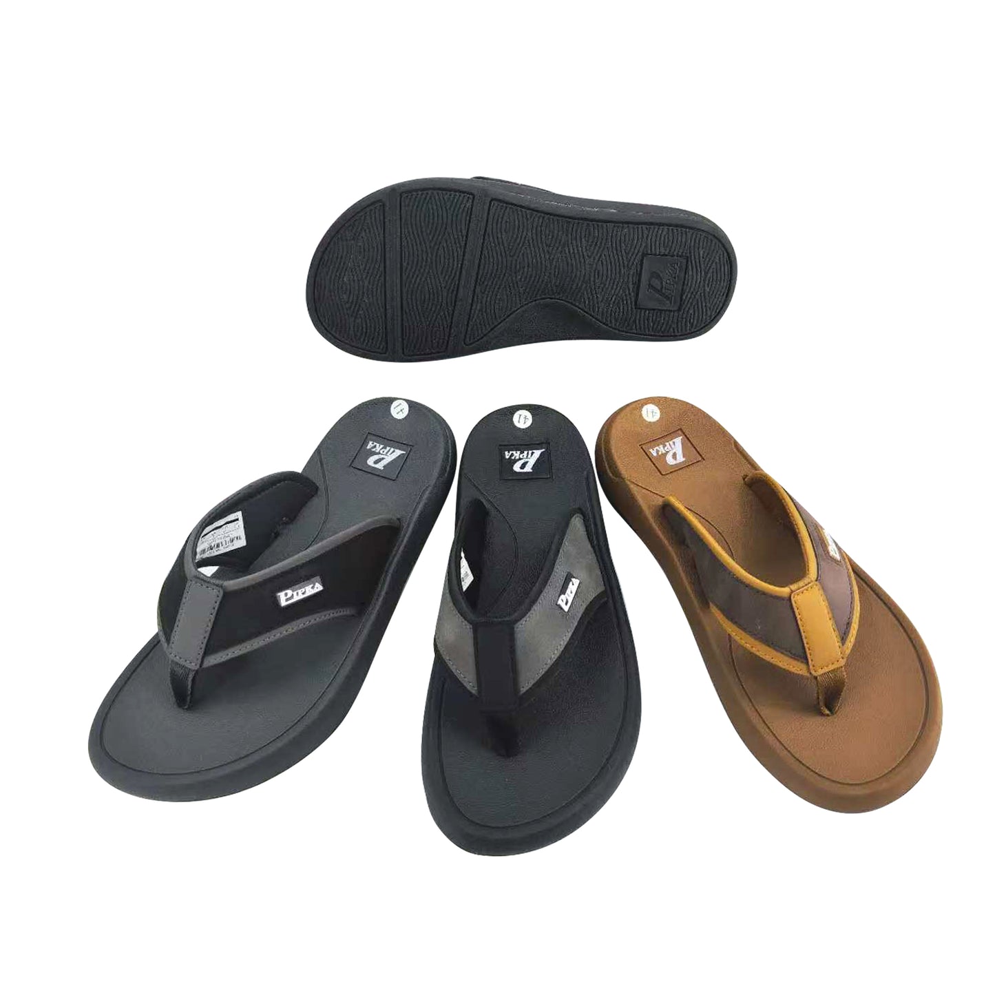 Logo Patch Platform Men Flip Flops