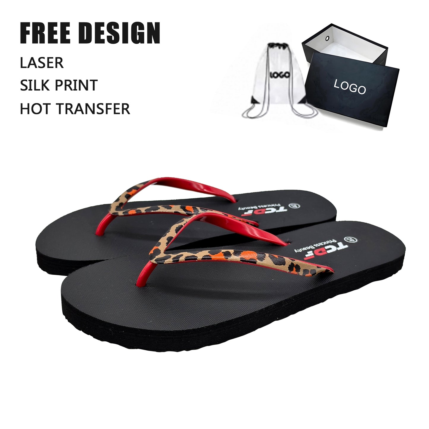 Leopard Strap Custom Flip Flops