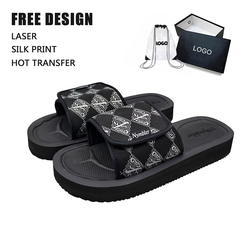 Argyle Print Velcro Slides