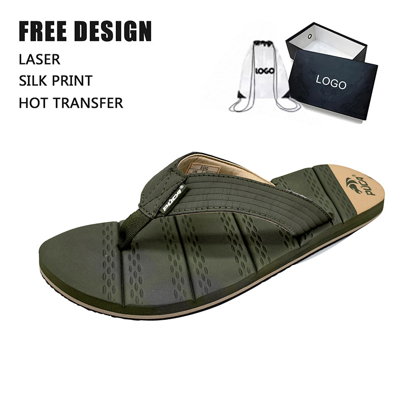 Olive Green Embossed Flip Flops