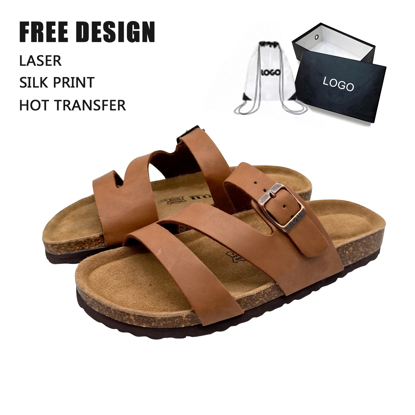 Crisscross Strap Cork Slides
