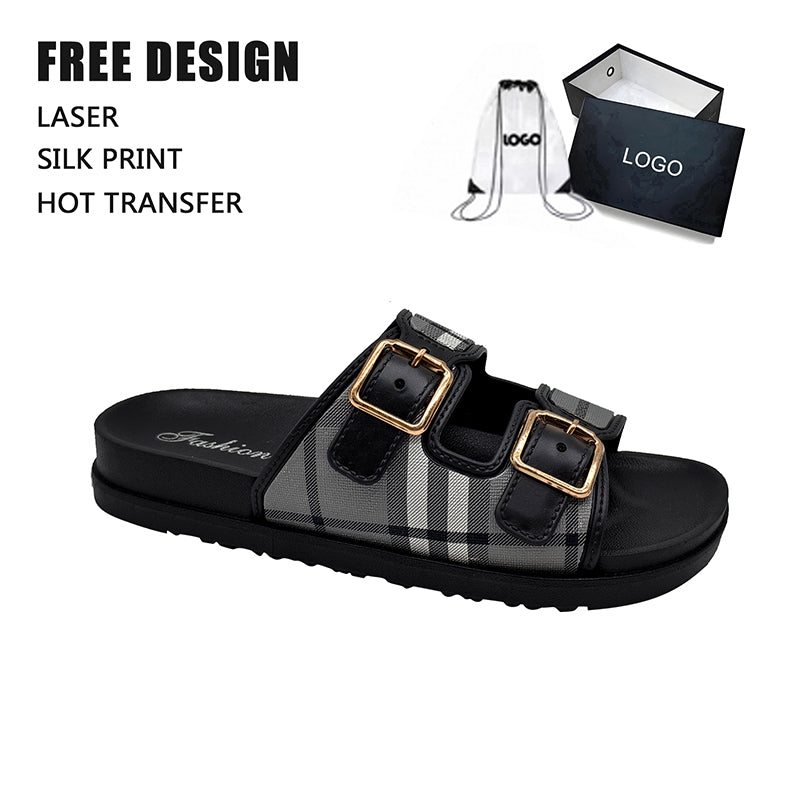 Stripe Grid Adjustable Sandals
