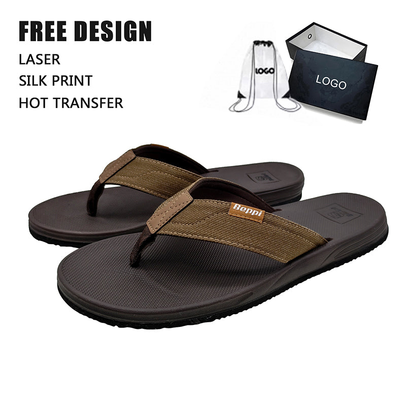 Brown Woven Strap Men Thongs