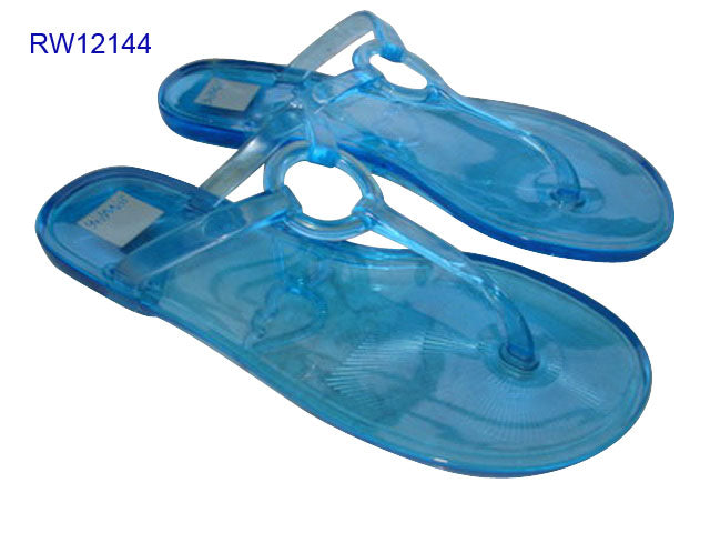 Transparent Orange Ring Decor Women's Jelly Flip Flops Bulk