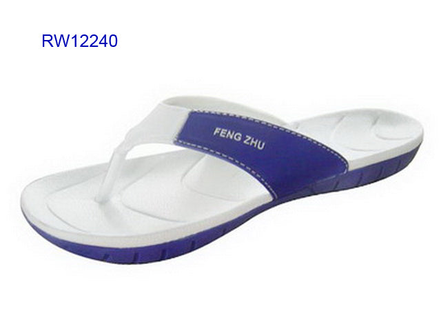 White & Blue FENG ZHU Men's Flip Flops
