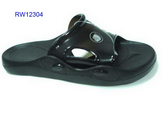 All-Black Cut-Out Thick Sole Slide Sandals