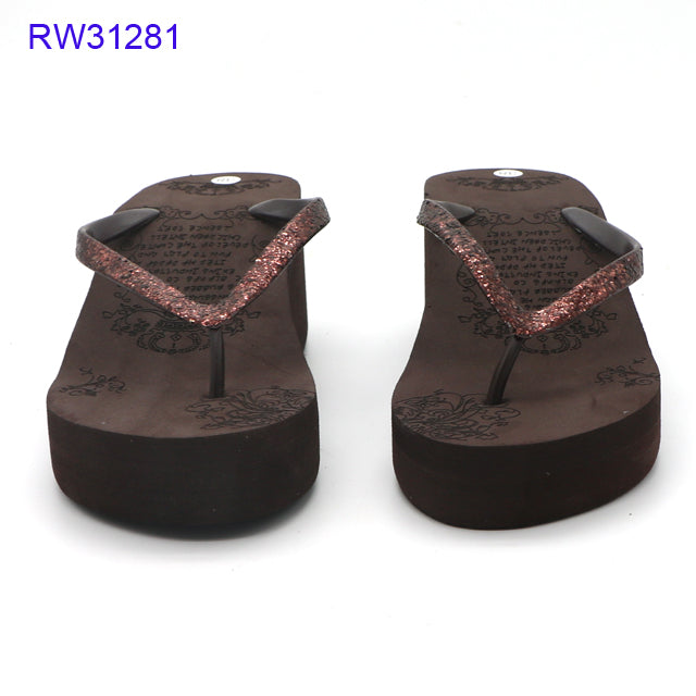 Wholesale Custom Glitter Strap Wedge Flip Flops