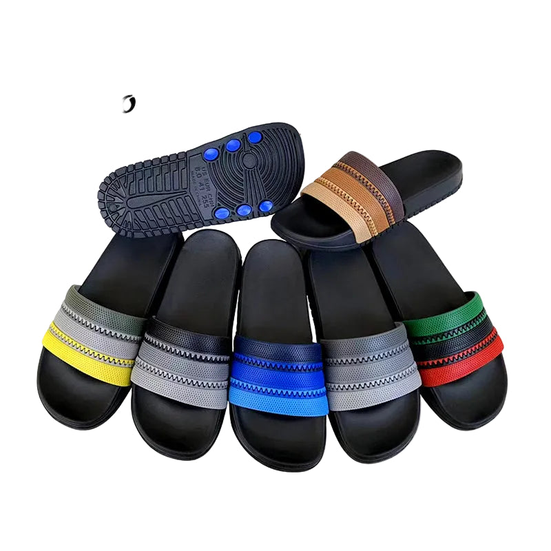 Multi-Color Stitched Stripe Slide Sandals Wholesale
