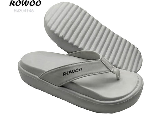 Platform Flip Flops with Embossed Sole for Women