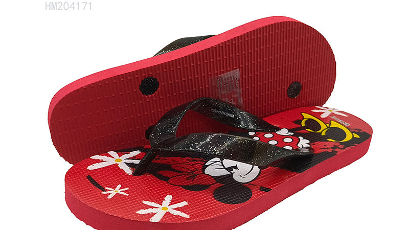 Red Minnie Mouse Kids Flip Flops