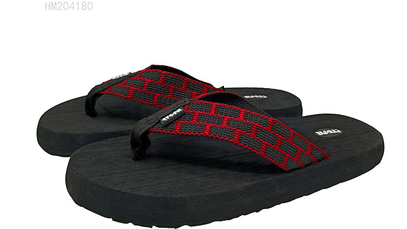Men's Red Check Flip Flops