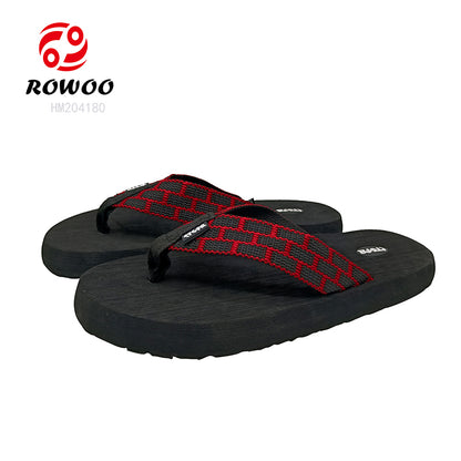 Men's Red Check Flip Flops
