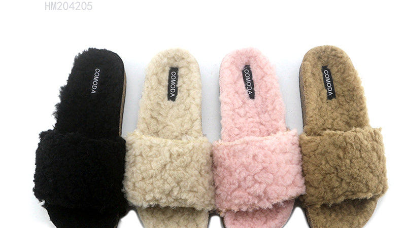 Single Strap Furry Women's Slippers