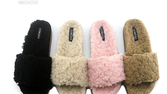 Single Strap Furry Women's Slippers