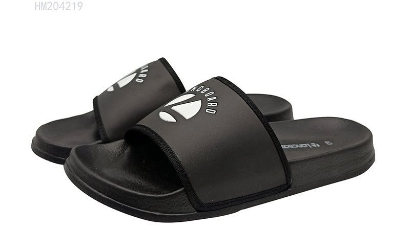 Black Logo Print Men's Slides