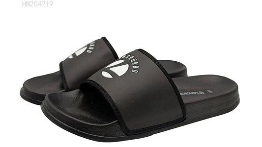 Black Logo Print Men's Slides