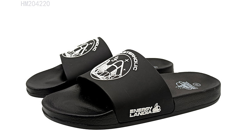 Black Graphic Print Men's Slides