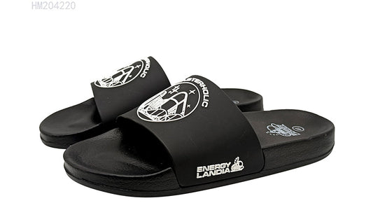 Black Graphic Print Men's Slides