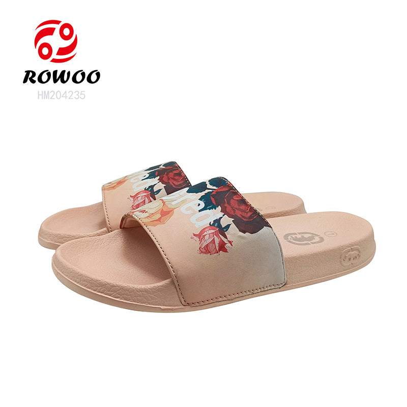 Rose Print Pink Women's Slides