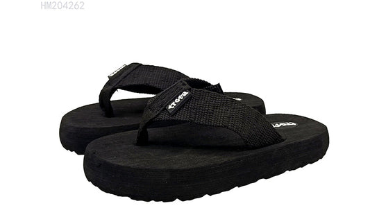HUMMOO Men's All Black Woven Flip Flops