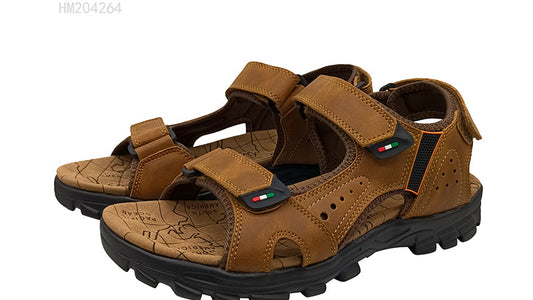 HUMMOO Men's Outdoor Leather Strap Sandals