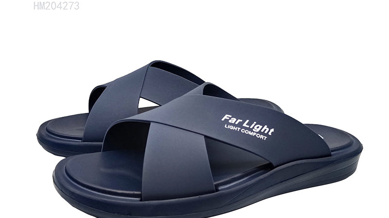 Navy Cross Strap Slide Sandals